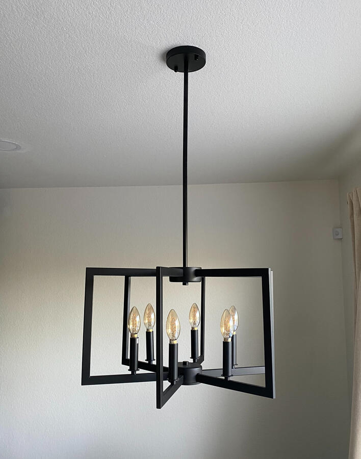 Black chandelier install