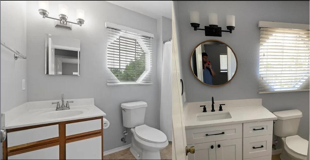 Bathroom vanity before and after
