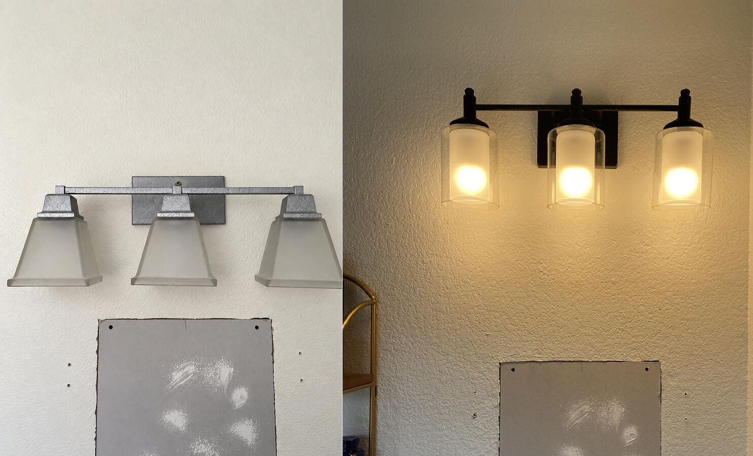 Bathroom lights before and after Bathroom lights before and after